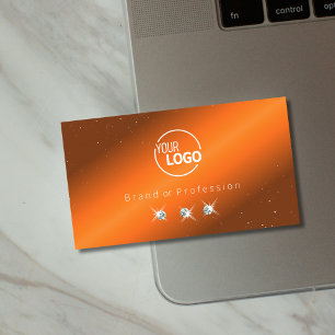 Noble Orange and Brown Sparkling Diamonds Add Logo Business Card