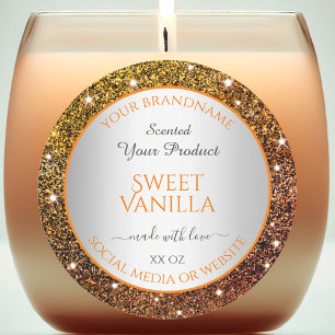 Noble Orange Faux Glitter Product Packaging Labels