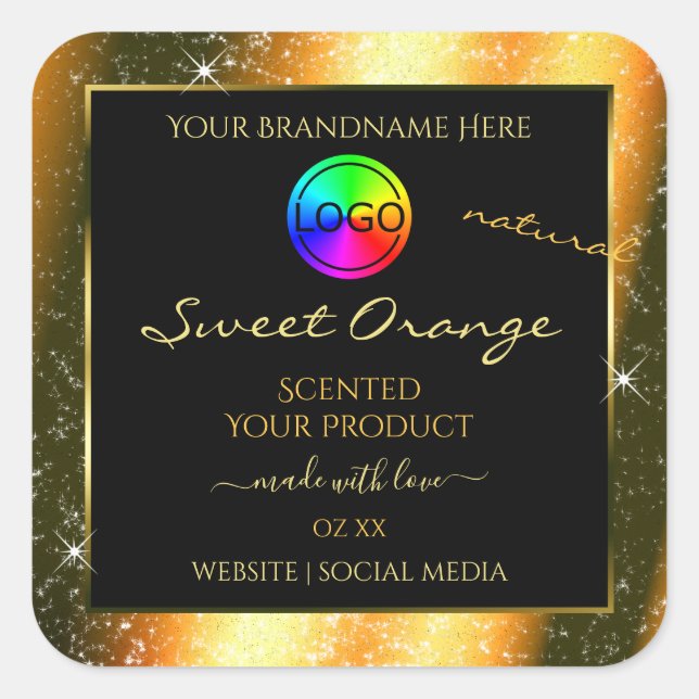 Noble Orange Glitter Frame Product Label with Logo (Front)