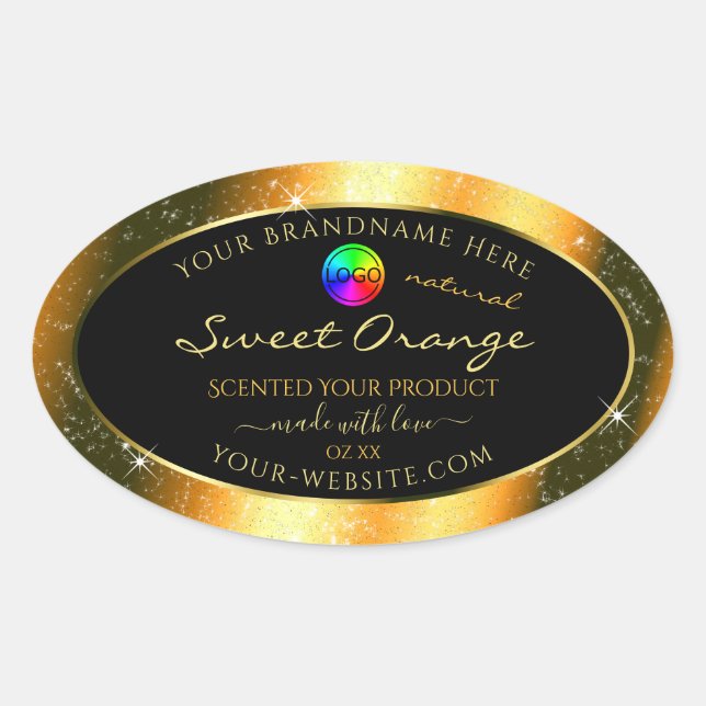 Noble Orange Glitter Frame Product Label with Logo (Front)