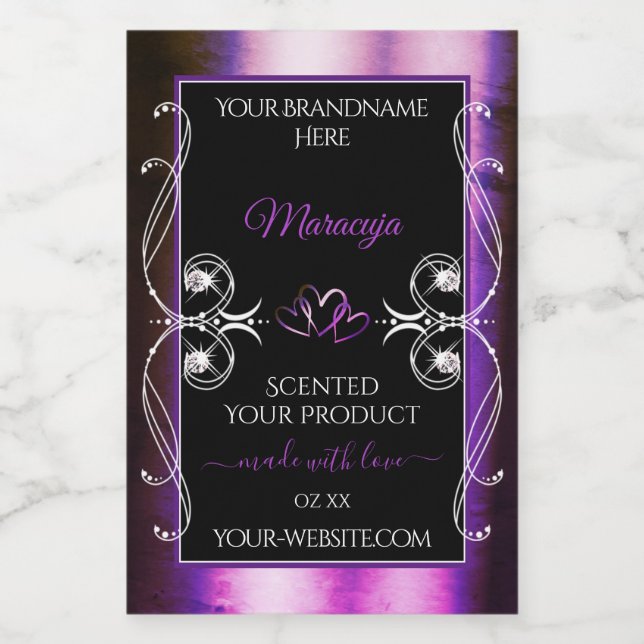 Noble Purple Black Product Labels Sparkle Diamonds (Single Label)