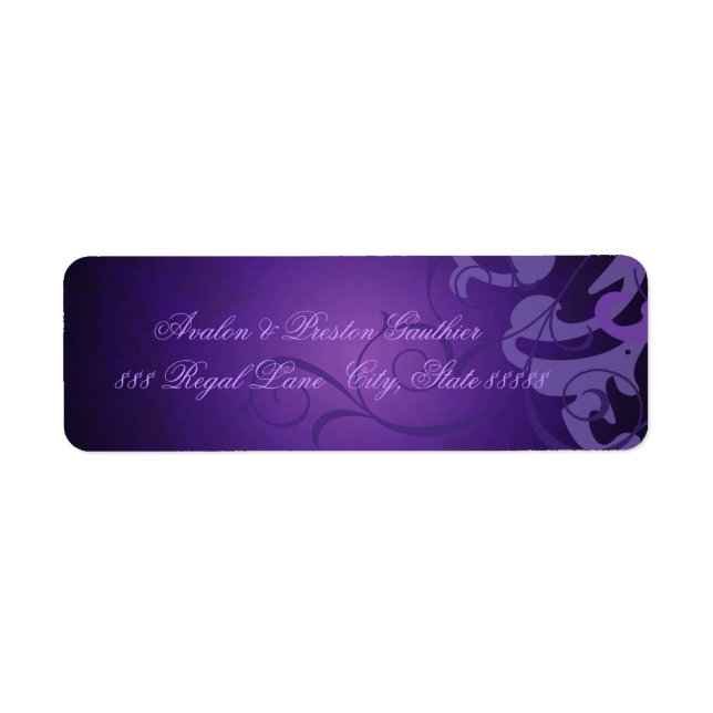 Noble Purple Texture Purple Scroll Address Labels (Front)
