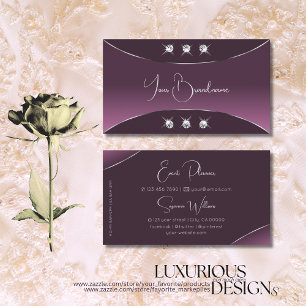 Noble Purple with Silver Decor Sparkling Diamonds Business Card
