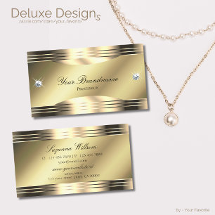 Noble Shimmery Gold with Shiny Diamonds Decorated Business Card