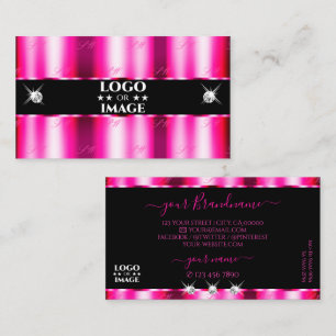 Noble Shimmery Pink Black Sparkle Jewels with Logo Business Card