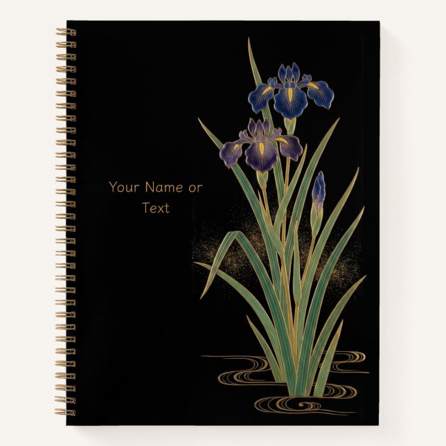 Noble Shoubu: The Maki-e Style Iris & Gold Notebook (Front)