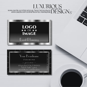 Noble Silver Frame Black Gradient with Logo Luxe Business Card
