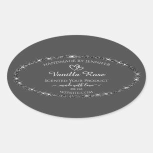 Noble Silver Glitter Grey Product Packaging Labels