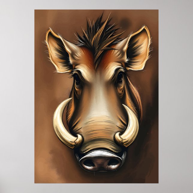 Noble Warthog Portrait – African Animal Art Poster (Front)