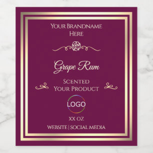Noble Wine Red Product Label Gold Frame with Logo