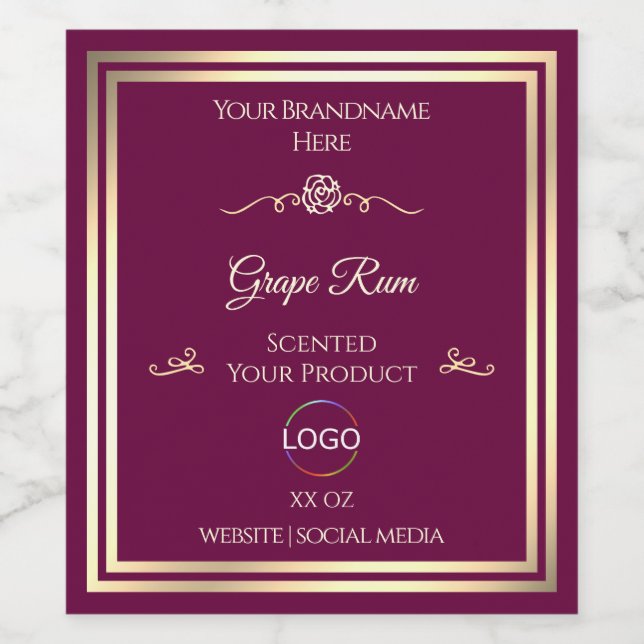 Noble Wine Red Product Label Gold Frame with Logo (Single Label)