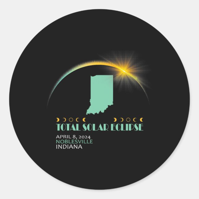 Noblesville 2024 Total Solar Eclipse 1  Classic Round Sticker (Front)