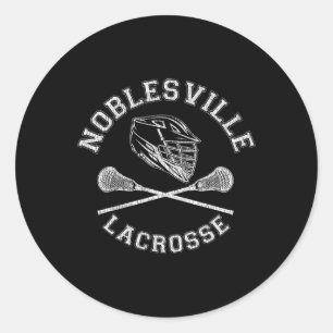Noblesville Lacrosse Vintage Distressed Retro Lax Classic Round Sticker