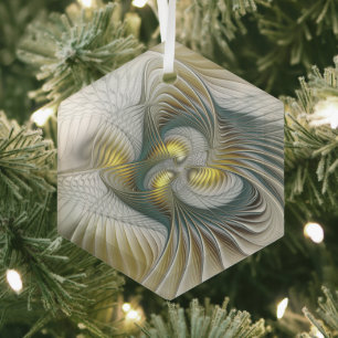 Nobly and Golden Abstract Fantasy Fractal Art Glass Tree Decoration