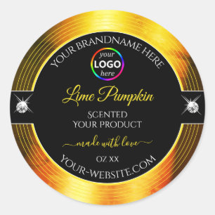 Nobly Black Shiny Golden Orange Logo Product Label