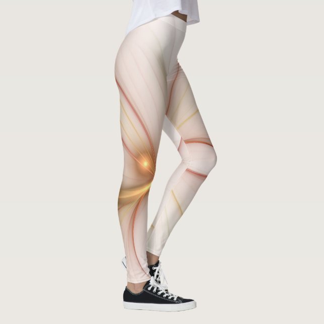 Nobly Copper And Gold Abstract Modern Fractal Art Leggings (Right)