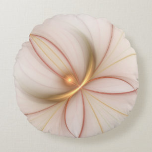 Nobly Copper And Gold Abstract Modern Fractal Art Round Cushion