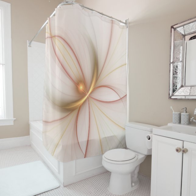 Nobly Copper And Gold Abstract Modern Fractal Art Shower Curtain (In Situ)