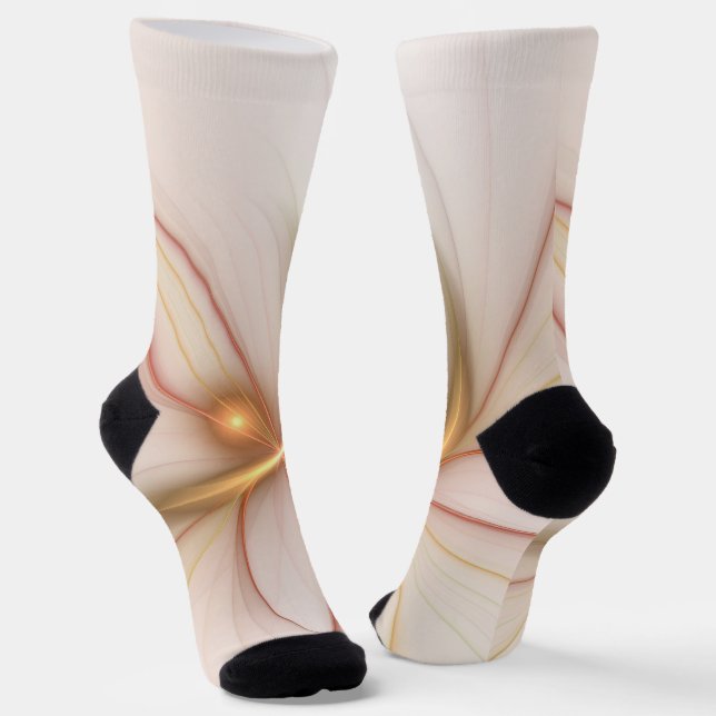 Nobly Copper And Gold Abstract Modern Fractal Art Socks (Angled)