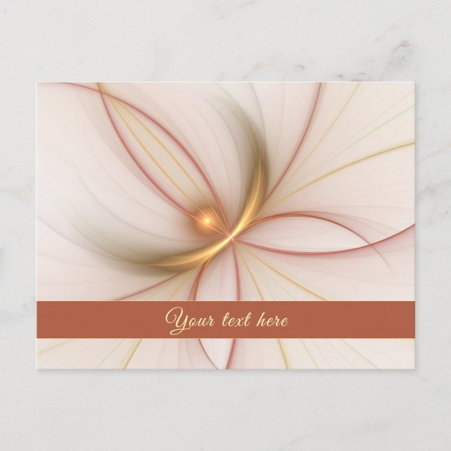 Nobly Copper And Gold Abstract Modern Fractal Text Postcard (Front)