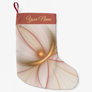 Nobly Copper Gold Abstract Modern Fractal Art Name Small Christmas Stocking