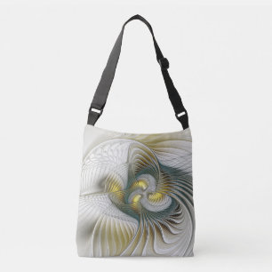 Nobly Golden Teal Abstract Fantasy Fractal Art Crossbody Bag