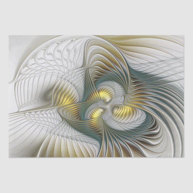 Nobly Golden Teal Abstract Fantasy Fractal Art Tissue Paper (Front)