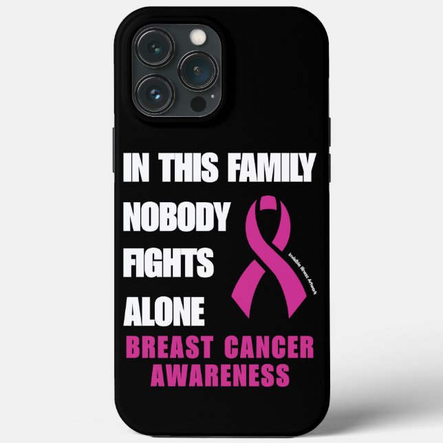 NOBODY FIGHTS ALONE...Breast Cancer Case-Mate iPhone Case (Back)