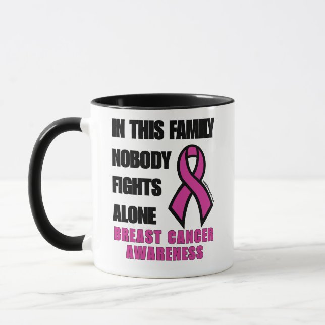 NOBODY FIGHTS ALONE...Breast Cancer Mug (Left)