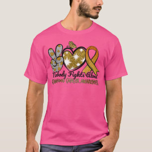 Nobody Fights Alone Childhood Cancer Awareness Leo T-Shirt
