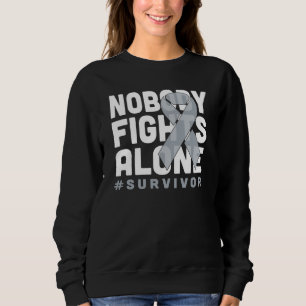 Nobody Fights Alone Grey Ribbon Lung Cancer Surviv Sweatshirt