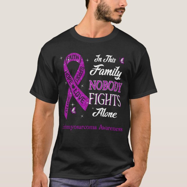 Nobody Fights Alone Leiomyosarcoma Awareness T-Shirt (Front)