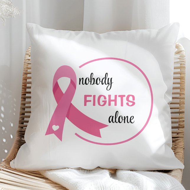 Nobody Fights Alone Pink Ribbon Cushion (Creator Uploaded)