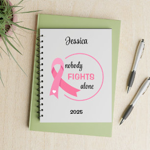 Nobody Fights Alone Pink Ribbon Notebook