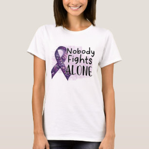 Nobody Fights Alone Purple Ribbon Awareness T-Shirt