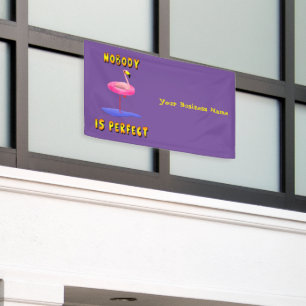 Nobody is perfect - flamingo with swimming ring banner