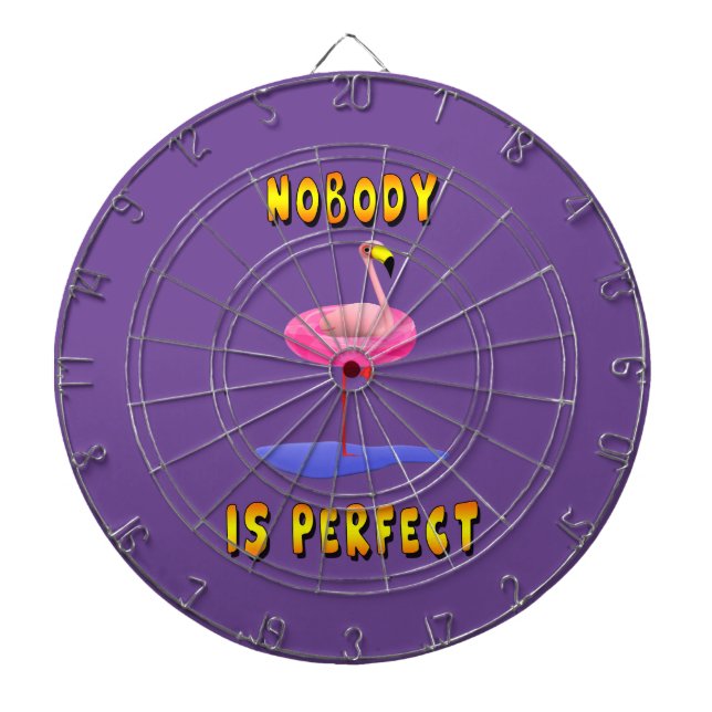 Nobody is perfect - flamingo with swimming ring dartboard (Front)