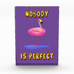 Nobody is perfect - flamingo with swimming ring photo block