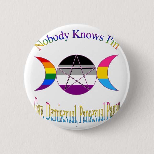 Nobody Knows I'm Gay Demisexual Pansexual Pagan 6 Cm Round Badge (Front)