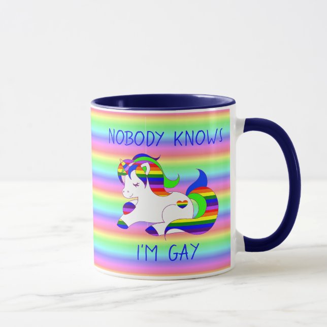 Nobody Knows Im Gay Rainbow LGBT Humour Mug (Right)