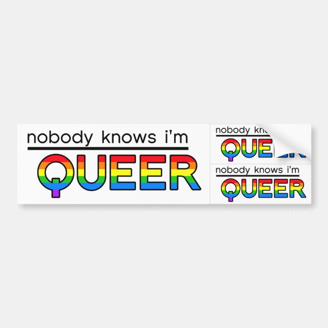 "Nobody Knows I'm Queer" Decal (3-in-1) (Front)