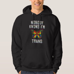 Nobody Knows Im Trans Rainbow Butterfly Transgende Hoodie