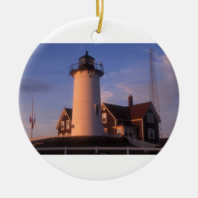 Nobska Lighthouse Ceramic Tree Decoration (Front)