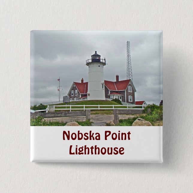 Nobska Point Lighthouse Series 15 Cm Square Badge (Front)