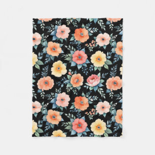 Nocturnal Bloomscape Fleece Blanket