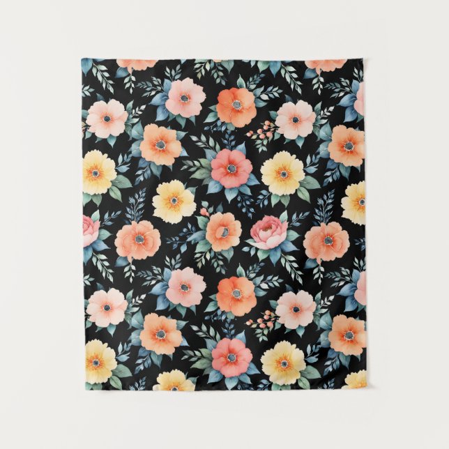 Nocturnal Bloomscape Tapestry (Front)