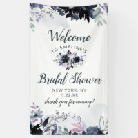 Nocturnal Floral Dusty Blue Bridal Shower Welcome