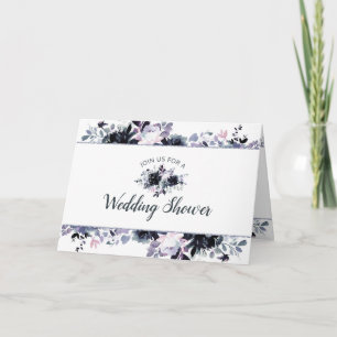 Nocturnal Floral Navy Blue Couple's Wedding Shower Invitation