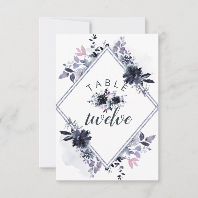 Nocturnal Floral Seating Wedding Table Numbers (Front)