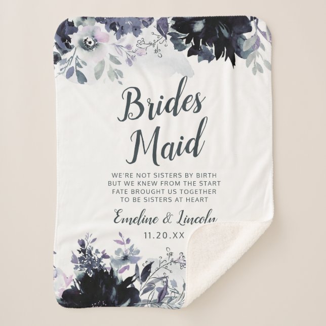 Nocturnal Floral To the Bridesmaid Quote Sherpa Blanket (Front)